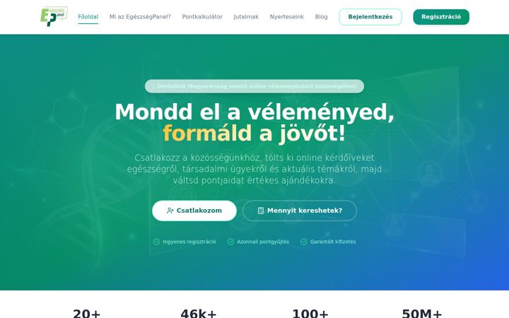 Screenshot ta' egeszsegpanel.hu