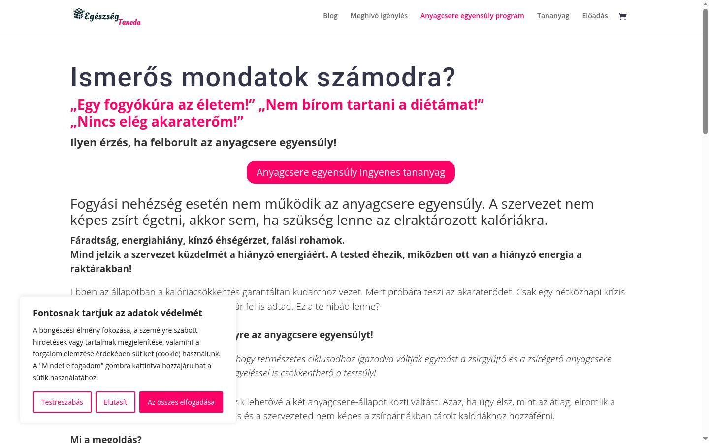 Képernyőkép a bármilyen interakció előtt megjelenő hozzájárulási bannerről