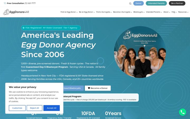 Screenshot of eggdonors4all.com