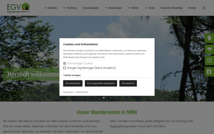Screenshot of eggegebirgsverein.de