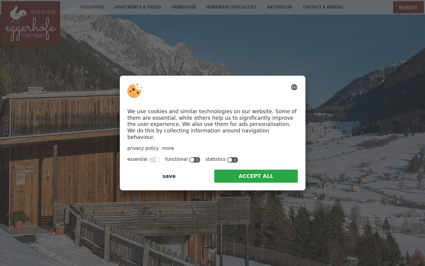 Screenshot des Einwilligungsbanners vor jeglicher Interaktion