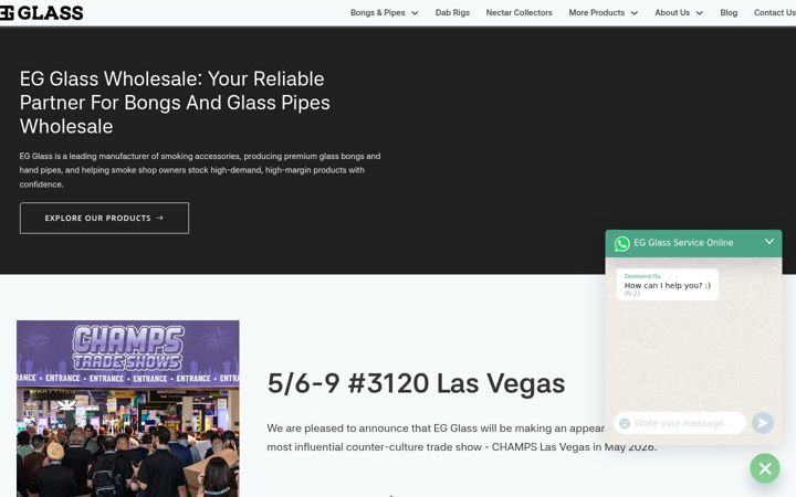 Screenshot of egglasswholesale.com