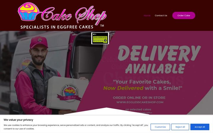 Screenshot of egglesscakeshopglasgow.co.uk