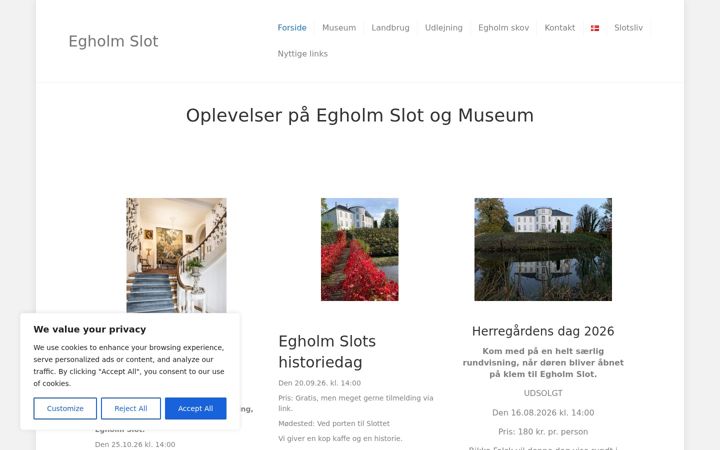 Screenshot von egholmslot.dk