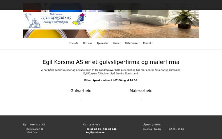 Screenshot of egilkorsmo.no