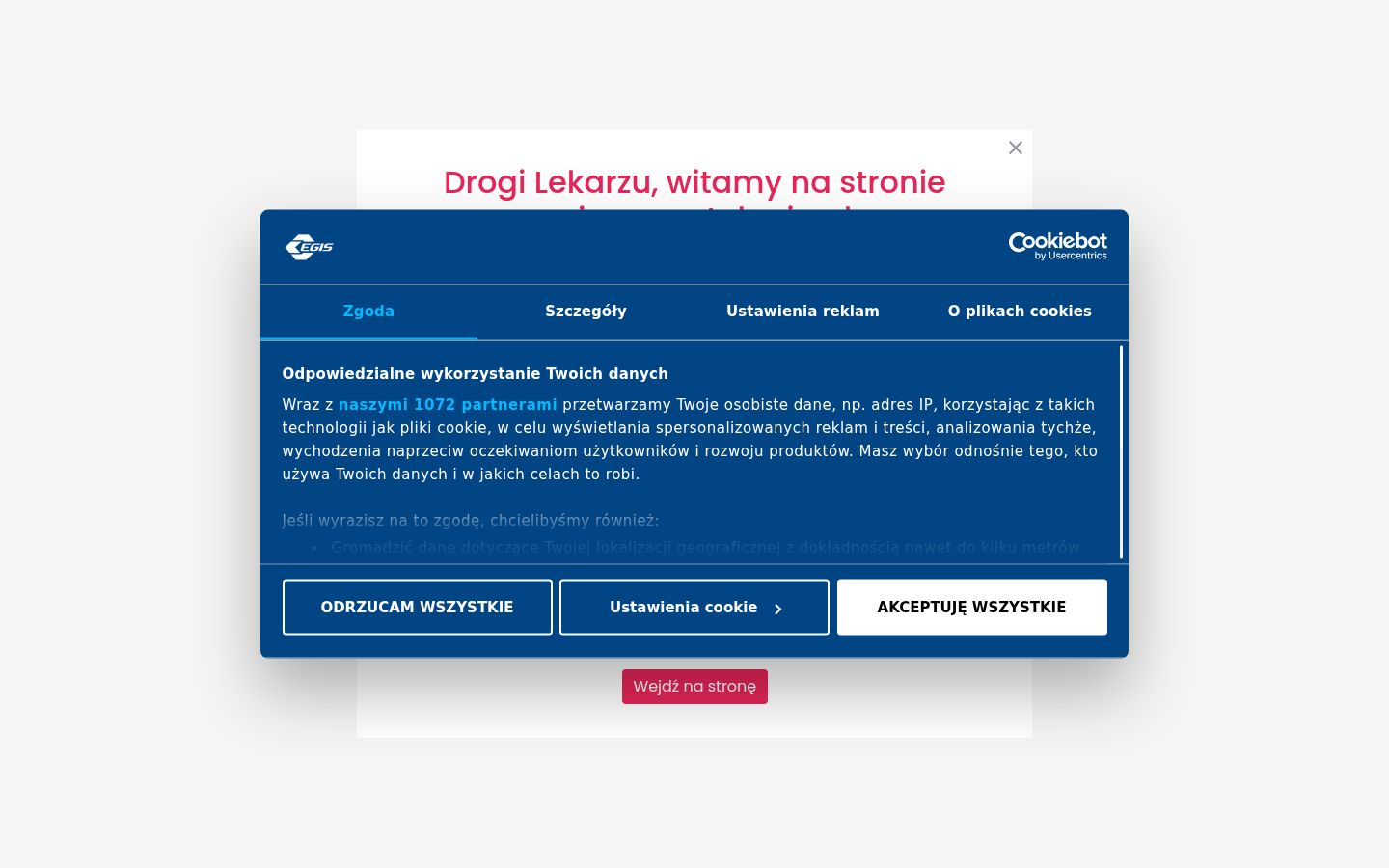 Snímek obrazovky baneru souhlasu zobrazeného před jakoukoli interakcí