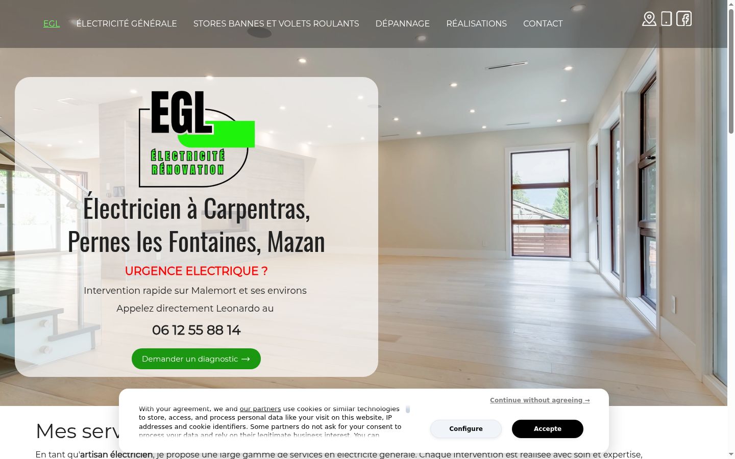 Screenshot del banner di consenso mostrato prima di qualsiasi interazione