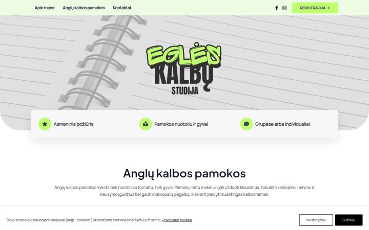Screenshot of egleskalbustudija.lt