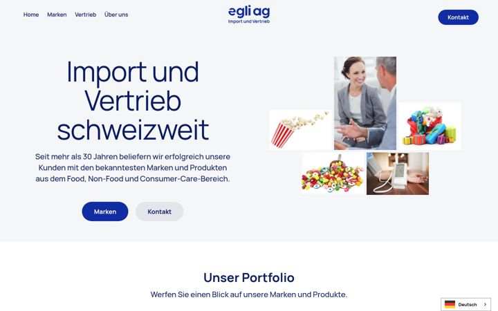 Screenshot of egli-import.ch
