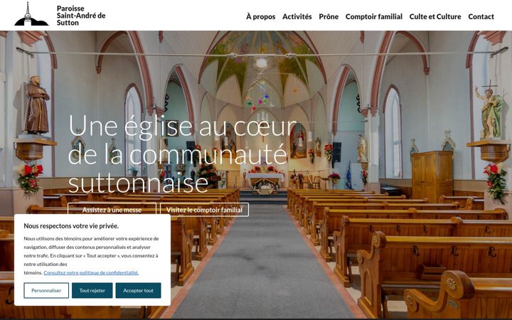 Snímek obrazovky eglisestandre.org