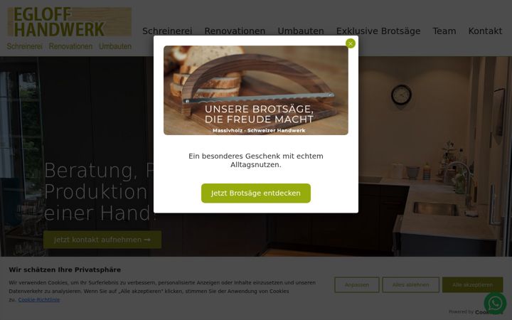 Screenshot von egloff-handwerk.ch