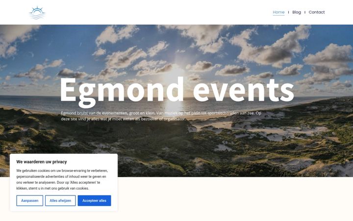 Screenshot ta' egmondevents.nl
