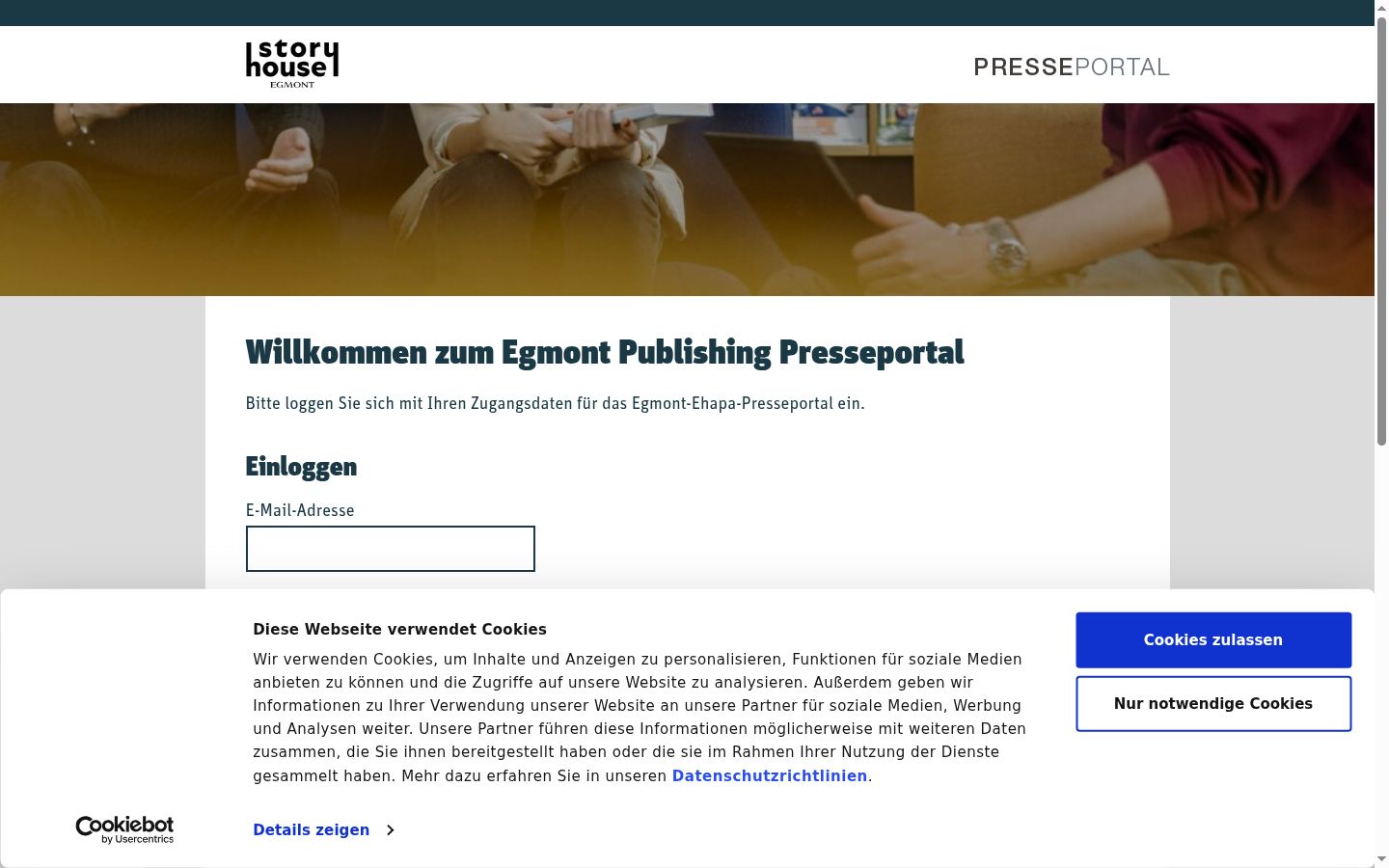 Screenshot des Einwilligungsbanners vor jeglicher Interaktion