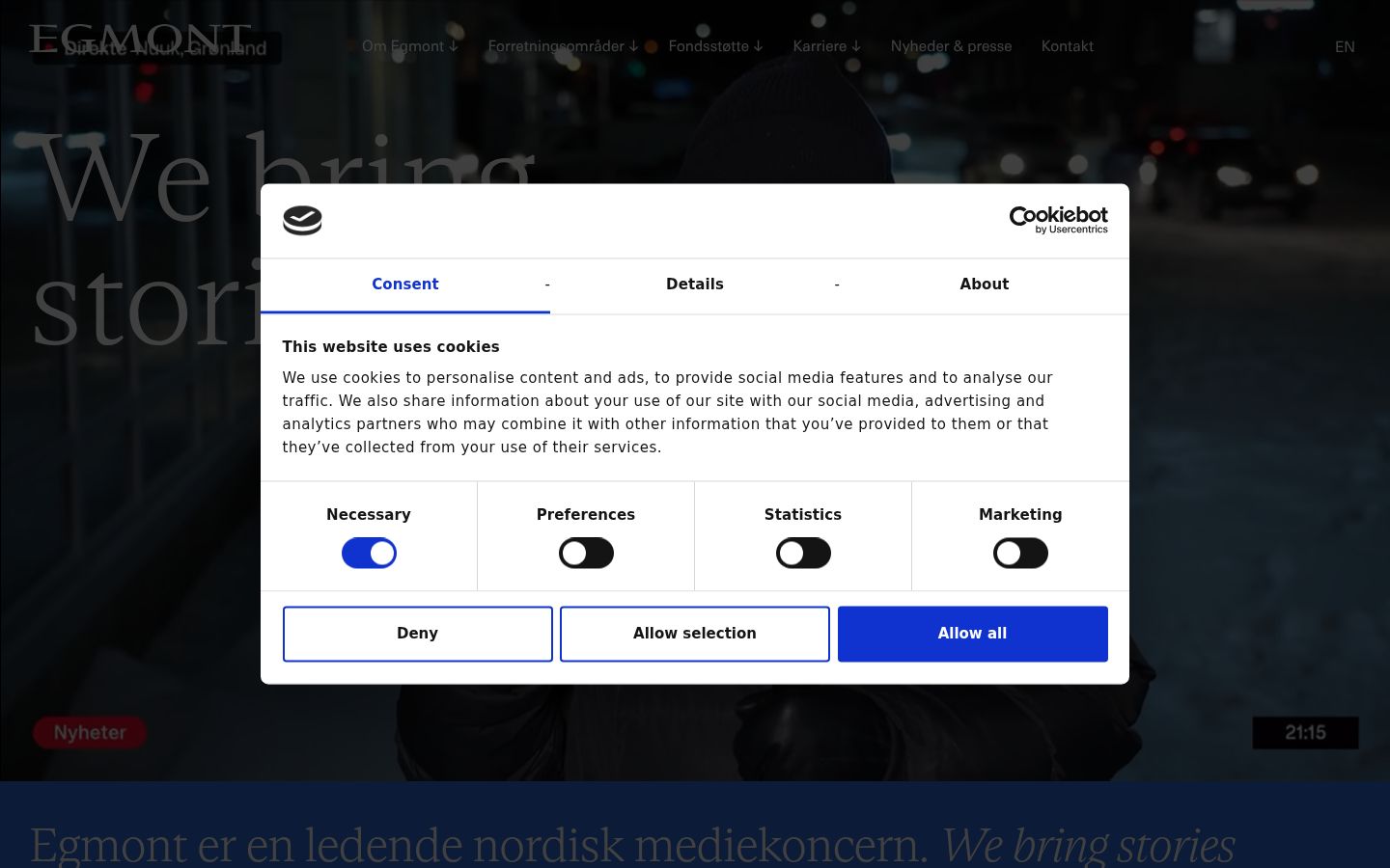 Screenshot tal-banner tal-kunsens muri qabel kwalunkwe interazzjoni