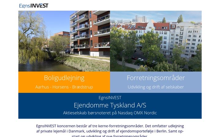 Screenshot von egnsinvest.dk