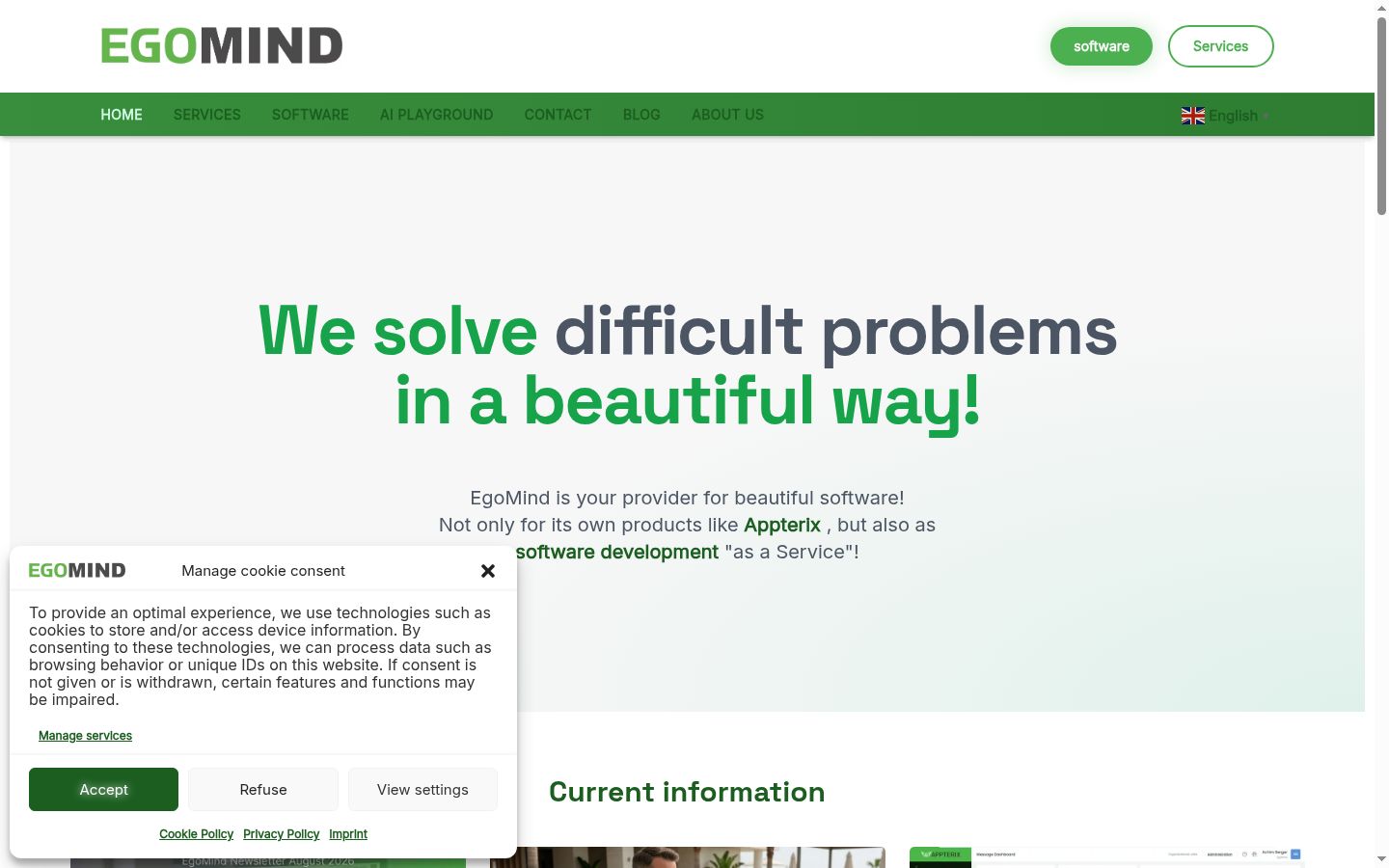 Screenshot del banner di consenso mostrato prima di qualsiasi interazione