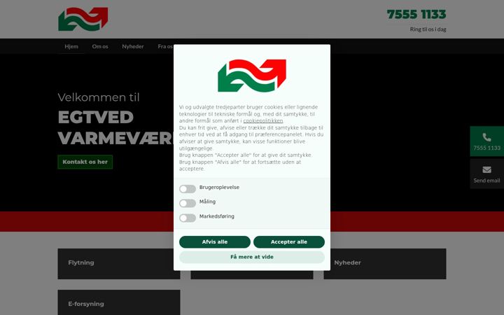 Screenshot von egtvedvarme.dk