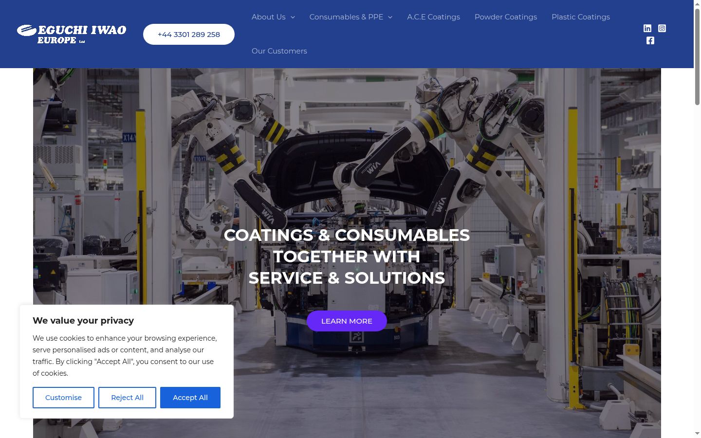 Screenshot of the consent banner shown before any interaction