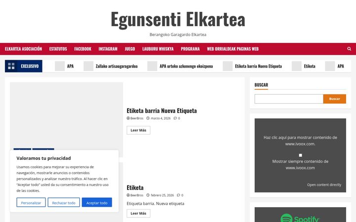 Kuvakaappaus sivustosta egunsentielk.eu