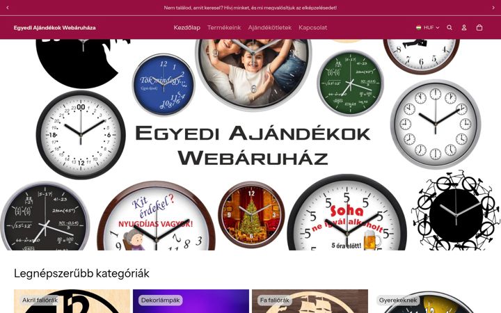 Skjermbilde av egyedi-ajandekok.hu