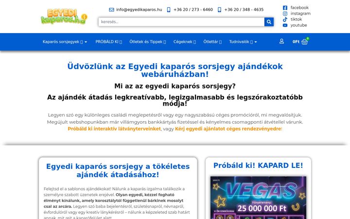 Screenshot ta' egyedikaparos.hu