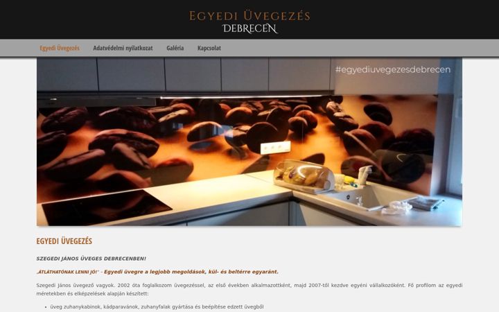 Screenshot ta' egyediuvegezesdebrecen.hu