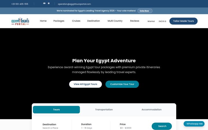 Screenshot ta' egypttoursportal.com