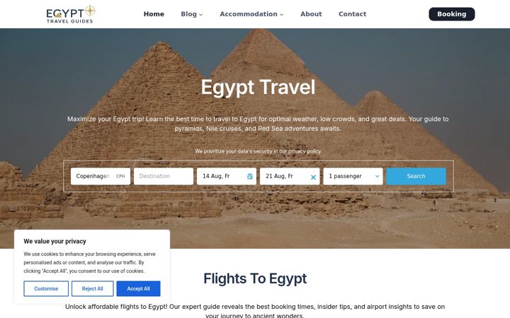 Screenshot of egypttravelguides.com