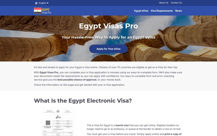 Screenshot of egyptvisaspro.com