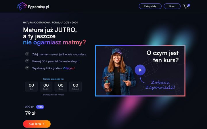 Snímek obrazovky egzaminy.pl