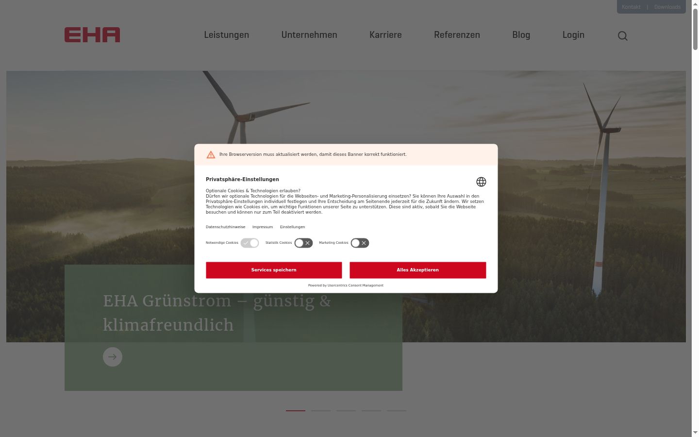 Sutikimo reklamjuostės, rodytos prieš bet kokią sąveiką, ekrano kopija