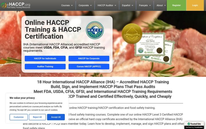 Screenshot of ehaccp.org