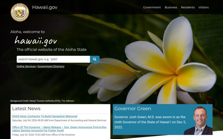 Zrzut ekranu ehawaii.gov