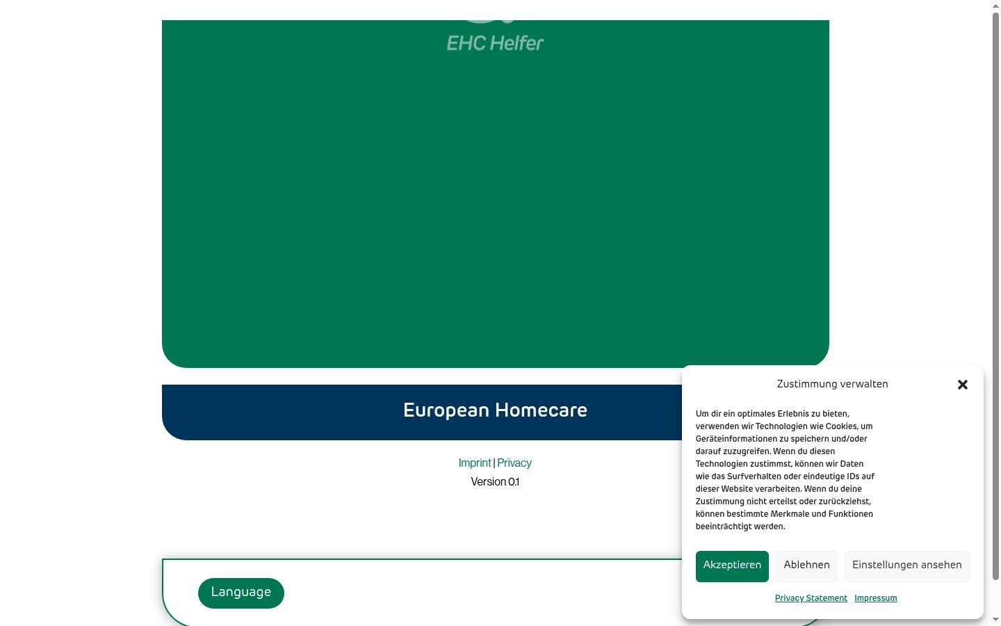 Screenshot van de toestemmingsbanner zoals getoond vóór enige interactie