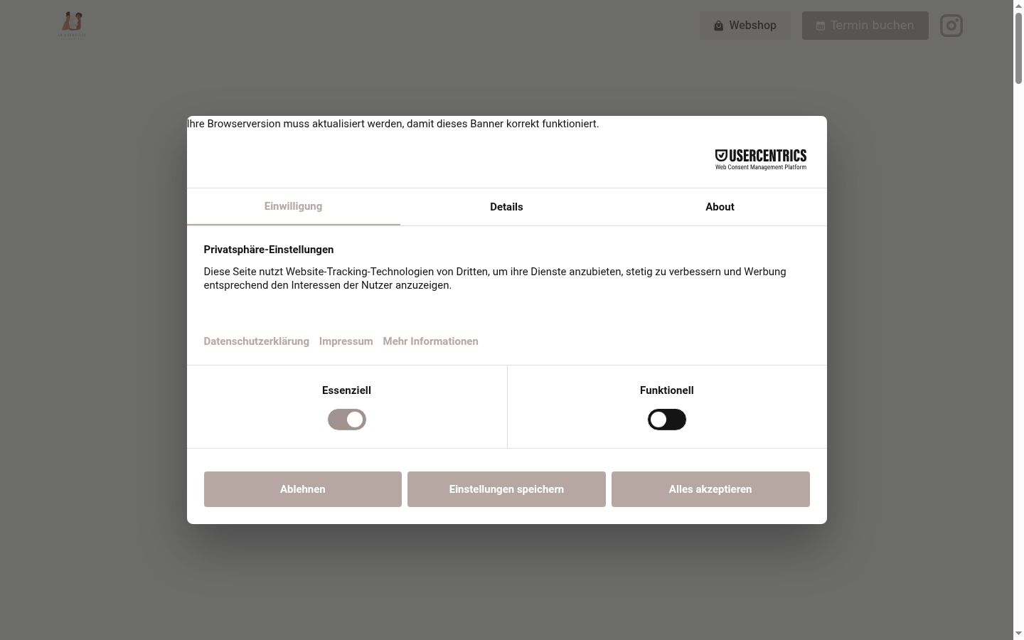 Capture d'écran de la bannière de consentement affichée avant toute interaction