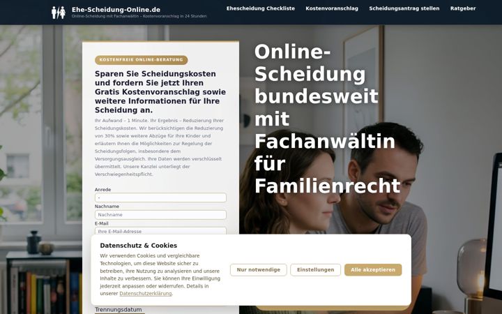 Ekrānuzņēmums no ehe-scheidung-online.de