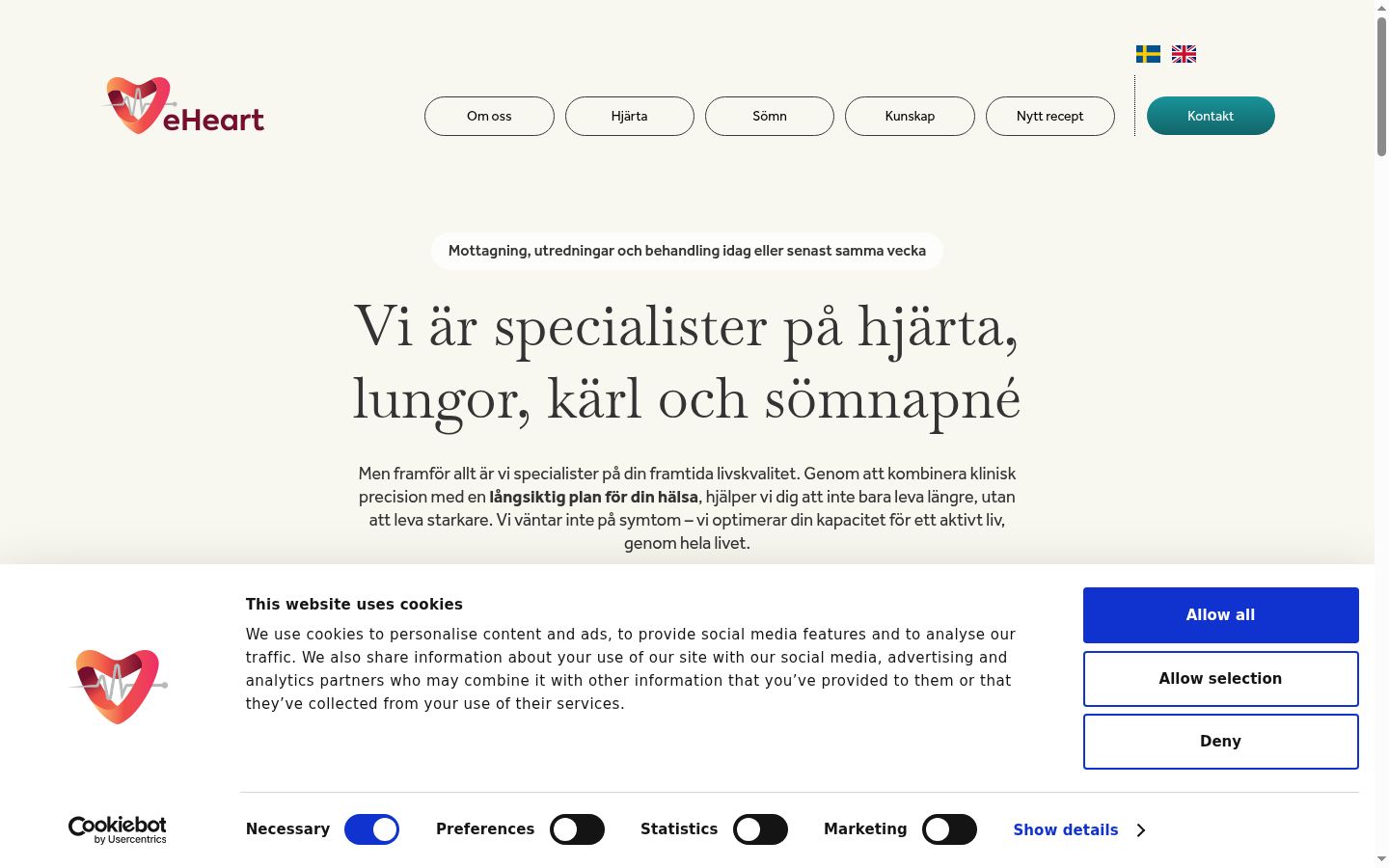 Skærmbillede af samtykkebanneret, som det blev vist før nogen interaktion