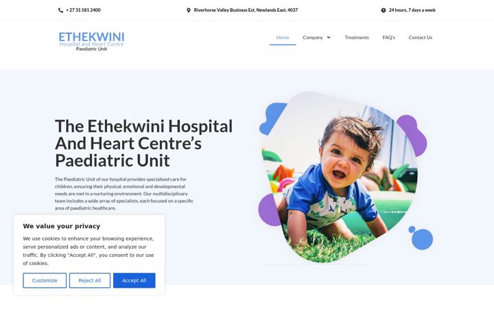 Screenshot of ehhcpaediatrics.com