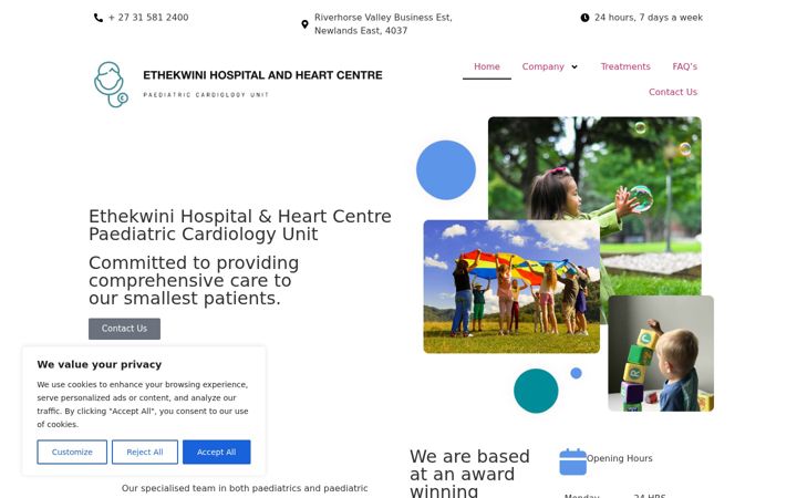 Screenshot of ehhcpaediatricscardiology.com