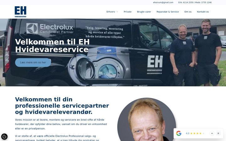 Screenshot von ehhvidevareservice.dk