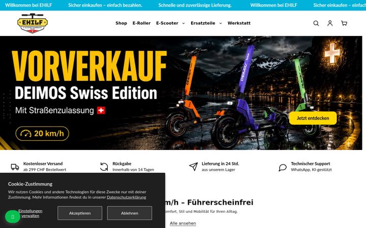Screenshot of ehilf.ch