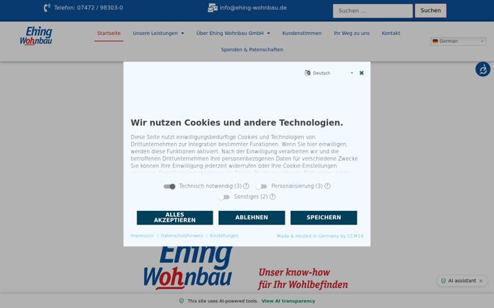 Captura de ecrã de ehing-wohnbau.de