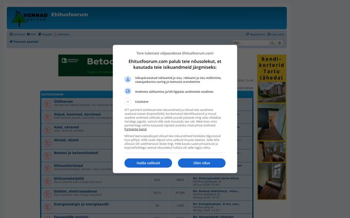 Screenshot of ehitusfoorum.com