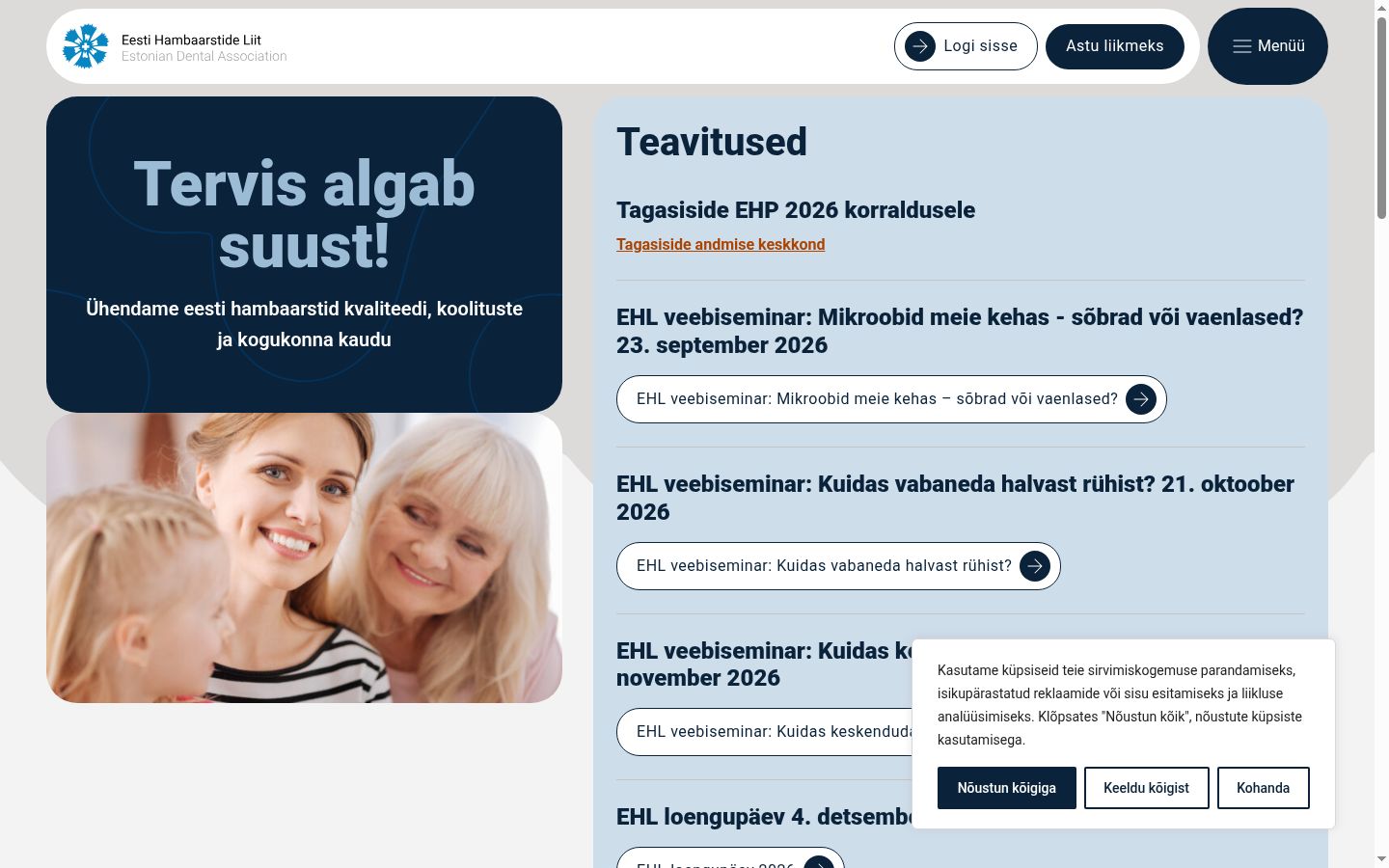 Skjermbilde av samtykkebanneret slik det vises før noen interaksjon