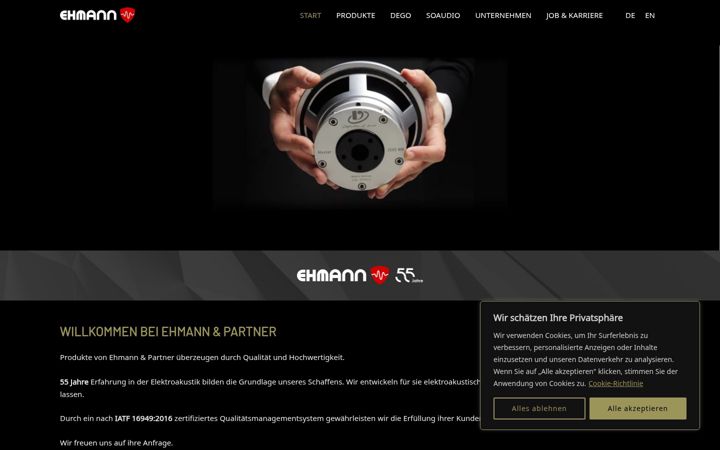 Zrzut ekranu ehmann-partner.de