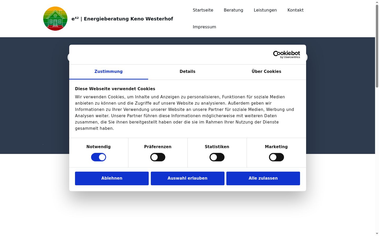 Screenshot van de toestemmingsbanner zoals getoond vóór enige interactie