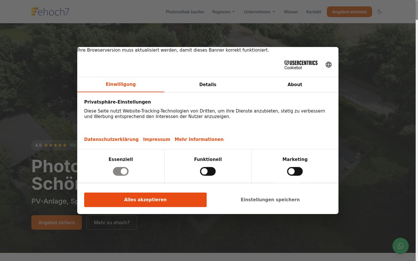 Screenshot van de toestemmingsbanner zoals getoond vóór enige interactie