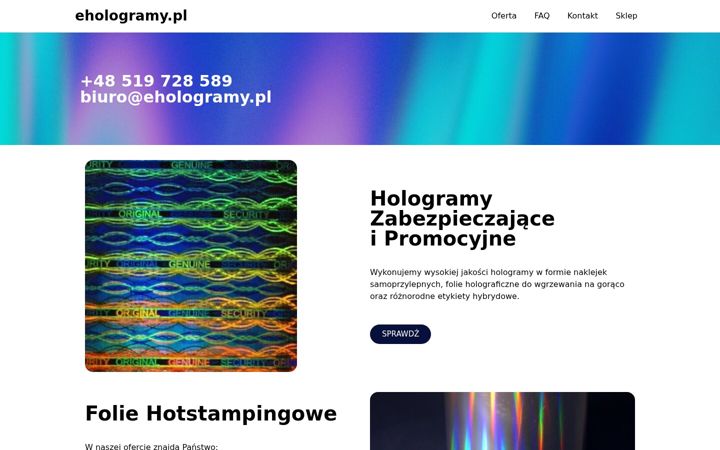 Captura de pantalla de ehologramy.pl