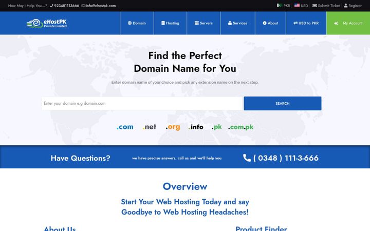 Screenshot von ehostpk.com