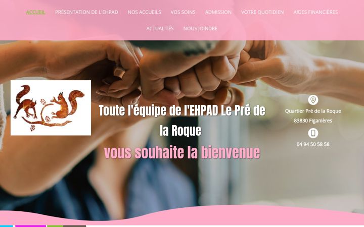 Ekrānuzņēmums no ehpad-lepredelaroque.fr